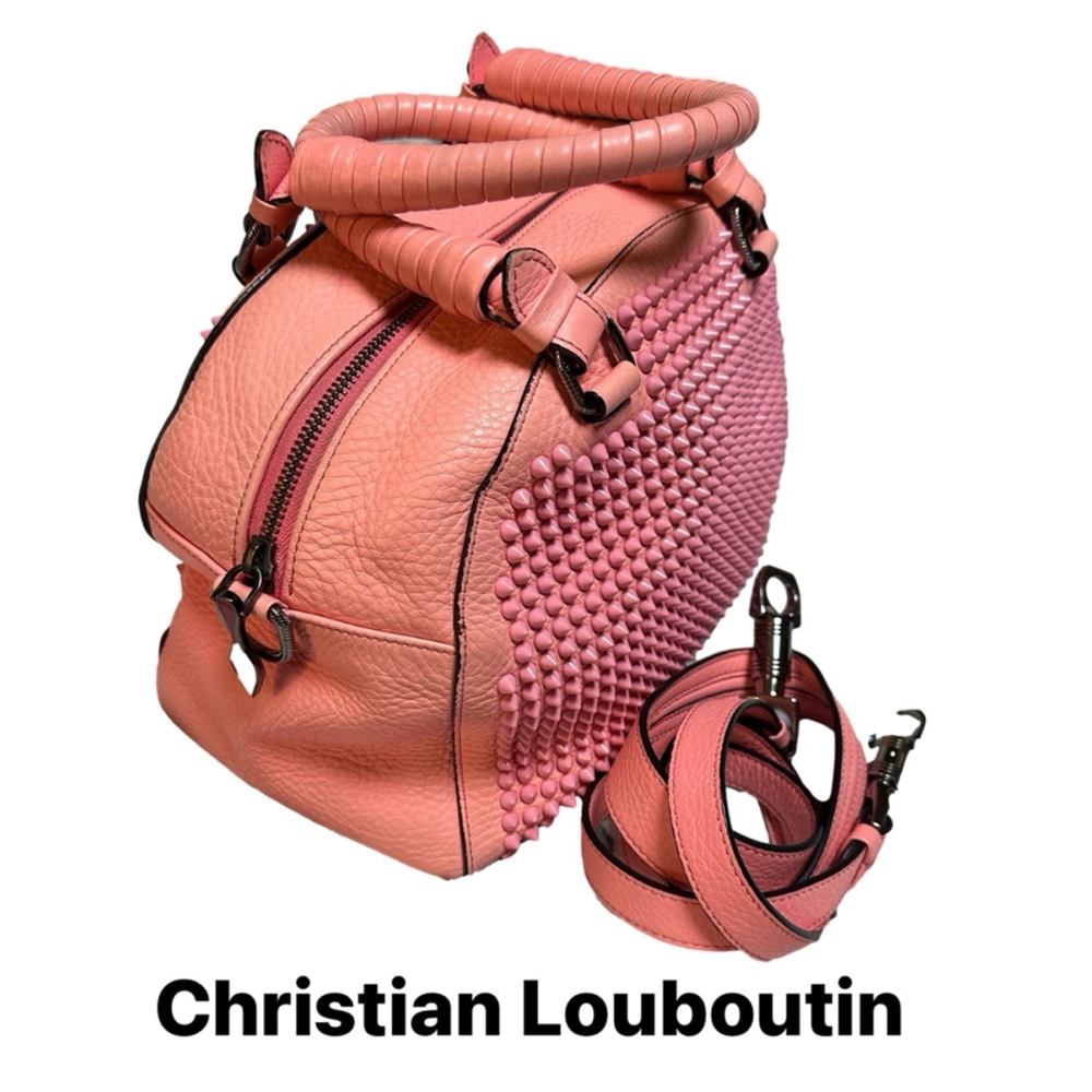 Christian Louboutin Duel-Side Pink Spike Lambskin Bowler Bag